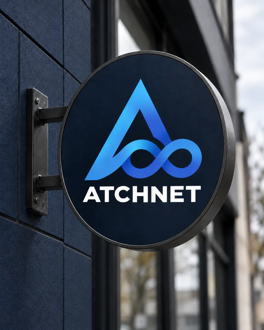 Atchnet Ausleger-Schild an einer Fassade