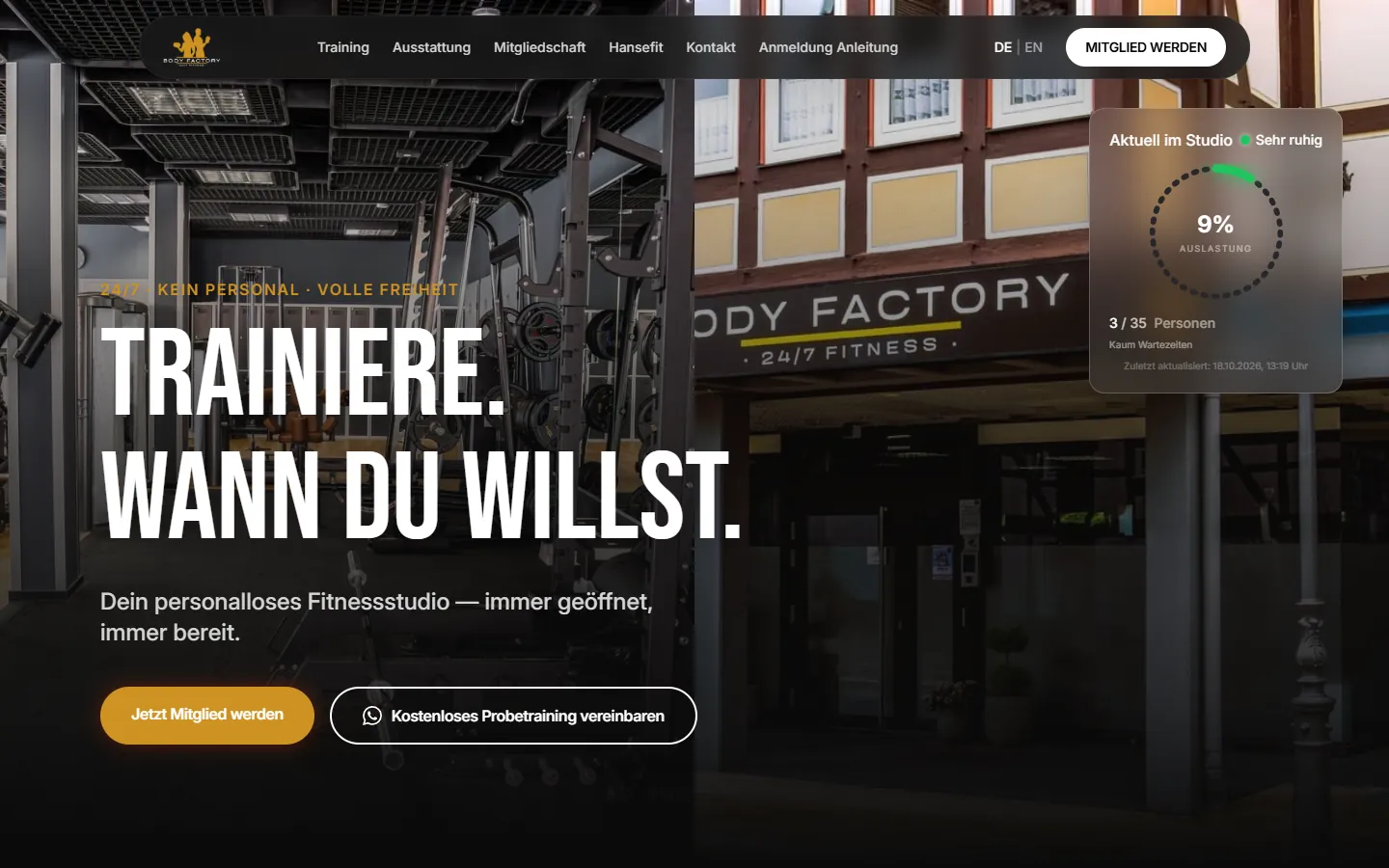 Startseite von bodyfactory-fitness.de auf dem Desktop