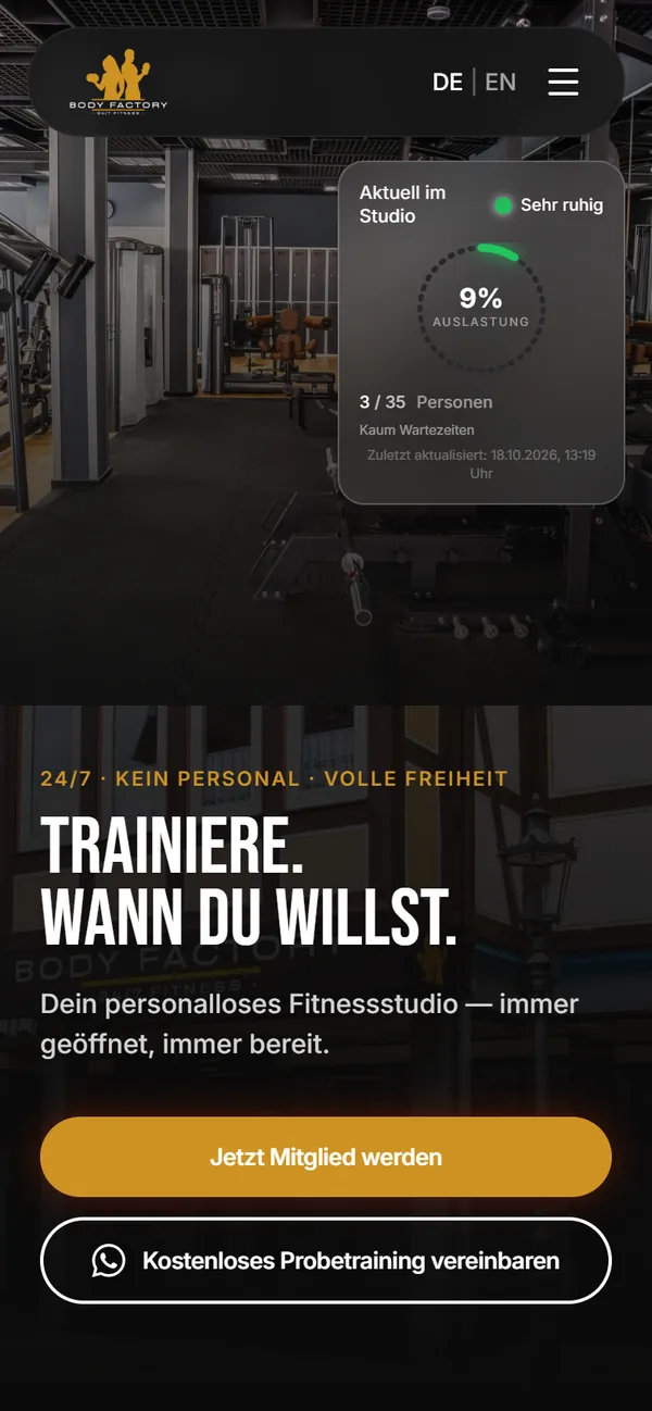 Startseite von bodyfactory-fitness.de auf dem Smartphone