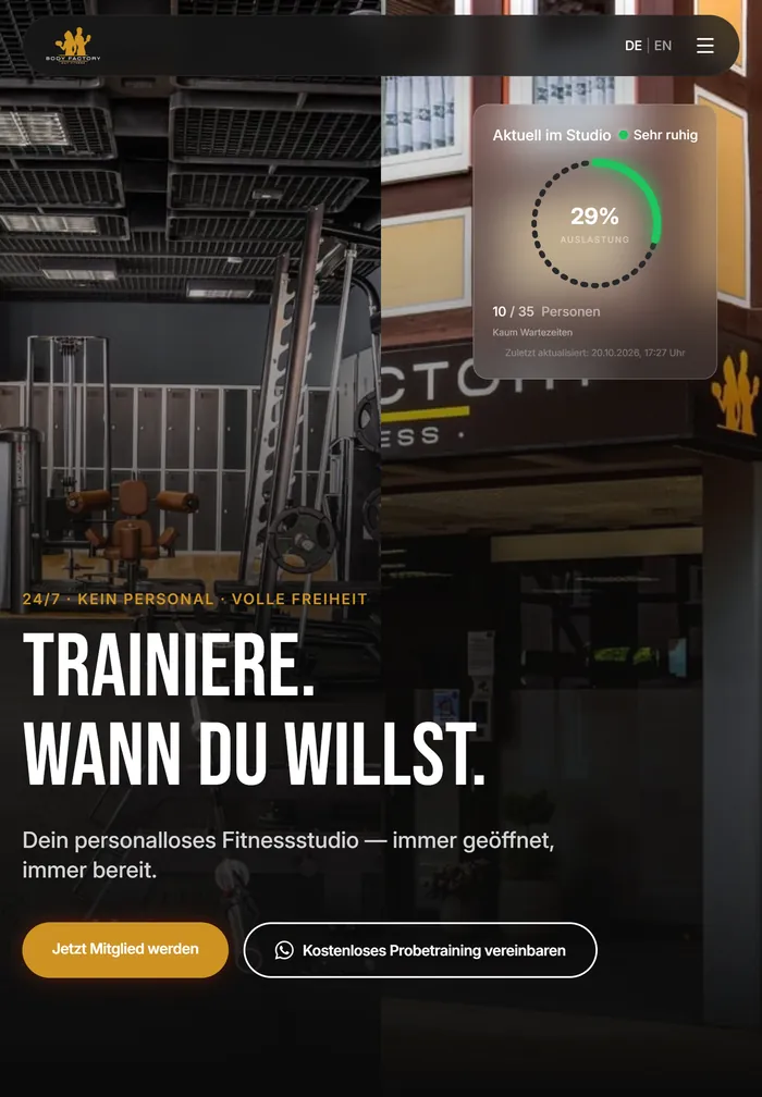 Startseite von bodyfactory-fitness.de auf dem Tablet