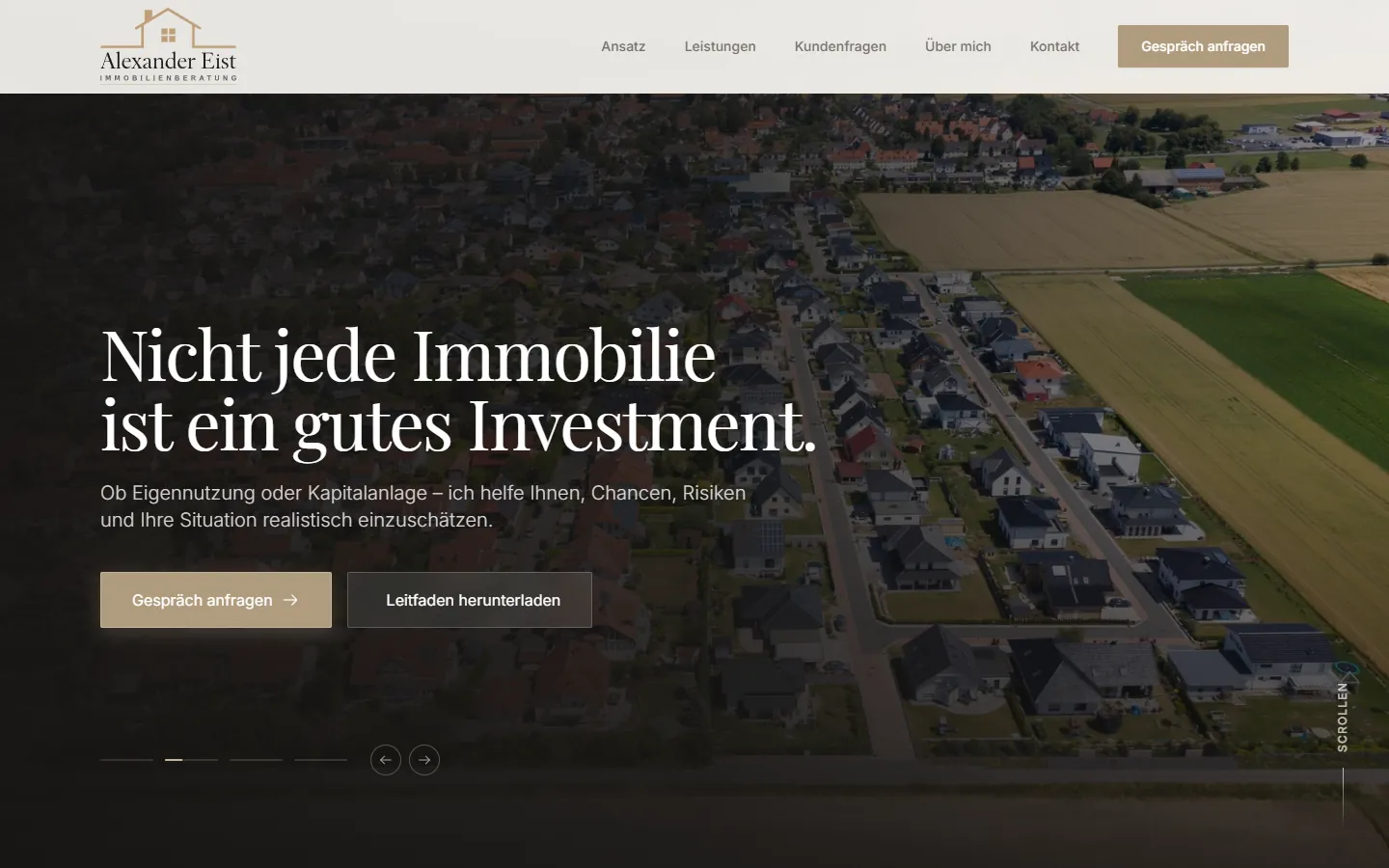 Startseite von eist-immobilienberatung.de auf dem Desktop