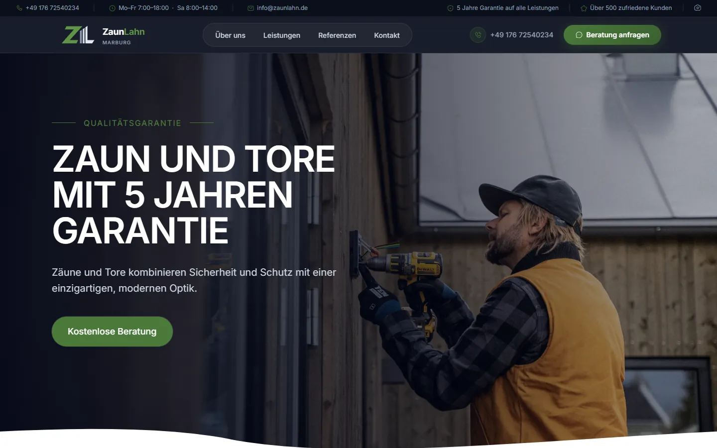 Startseite von zaunlahn.de auf dem Desktop